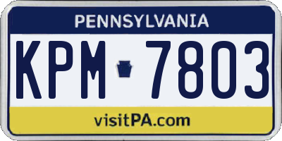 PA license plate KPM7803