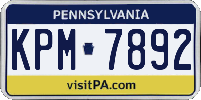 PA license plate KPM7892