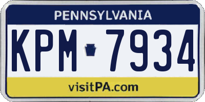 PA license plate KPM7934