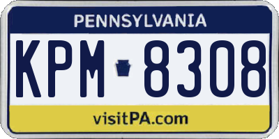 PA license plate KPM8308
