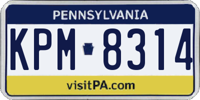 PA license plate KPM8314