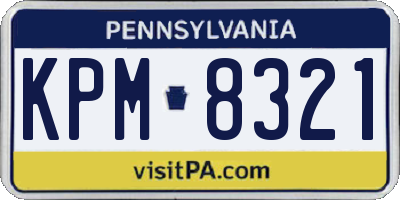 PA license plate KPM8321