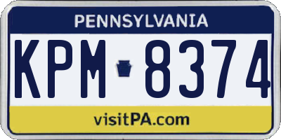 PA license plate KPM8374