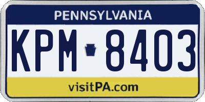 PA license plate KPM8403