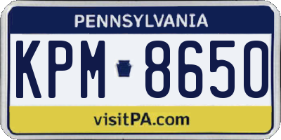 PA license plate KPM8650