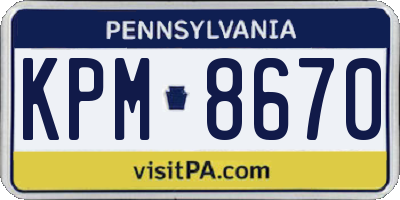 PA license plate KPM8670