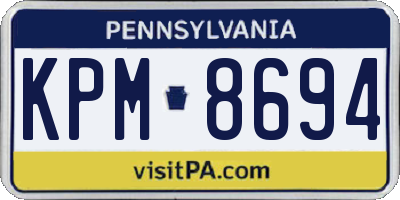 PA license plate KPM8694