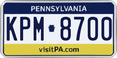 PA license plate KPM8700