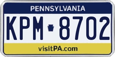 PA license plate KPM8702