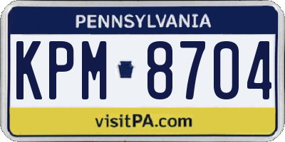 PA license plate KPM8704