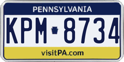 PA license plate KPM8734