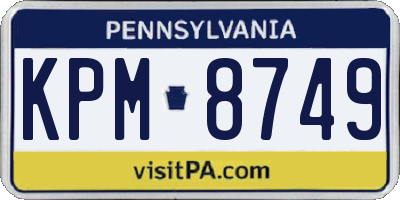 PA license plate KPM8749