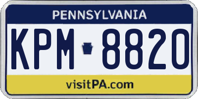PA license plate KPM8820