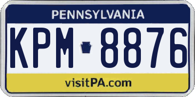 PA license plate KPM8876