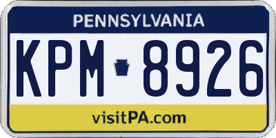 PA license plate KPM8926