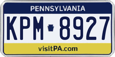 PA license plate KPM8927