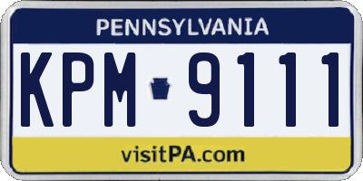 PA license plate KPM9111