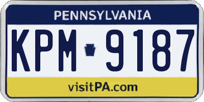 PA license plate KPM9187