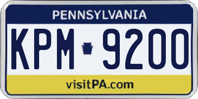 PA license plate KPM9200