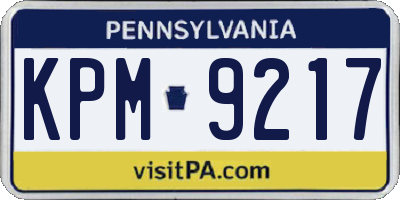PA license plate KPM9217