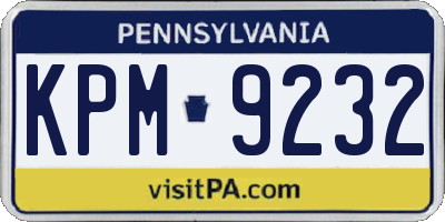 PA license plate KPM9232