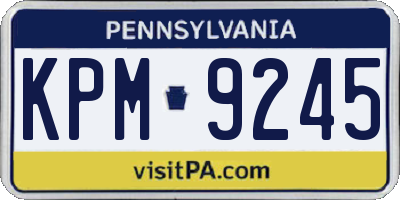PA license plate KPM9245