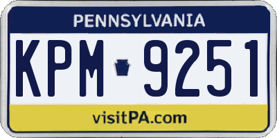 PA license plate KPM9251