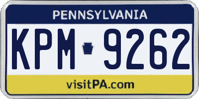 PA license plate KPM9262