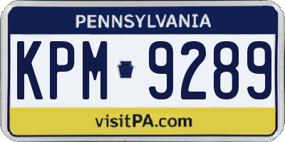 PA license plate KPM9289