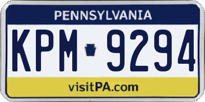 PA license plate KPM9294