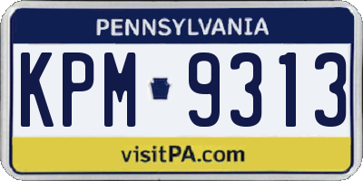 PA license plate KPM9313