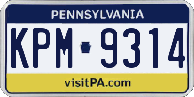 PA license plate KPM9314