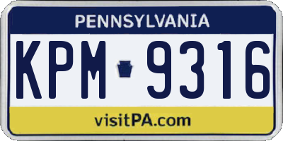 PA license plate KPM9316