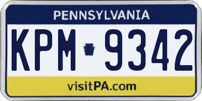 PA license plate KPM9342
