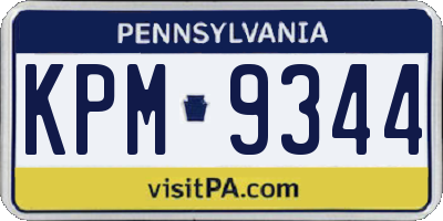 PA license plate KPM9344