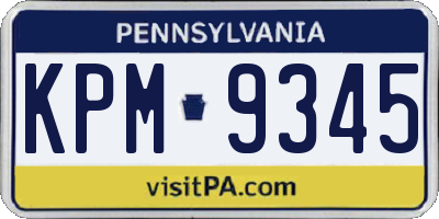 PA license plate KPM9345