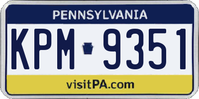 PA license plate KPM9351