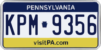 PA license plate KPM9356