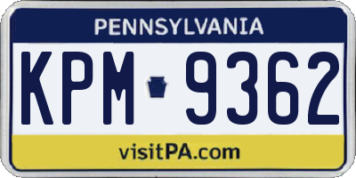 PA license plate KPM9362