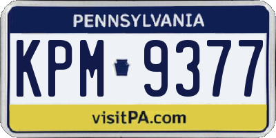 PA license plate KPM9377