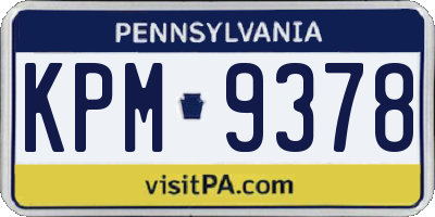 PA license plate KPM9378