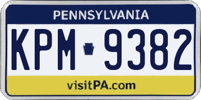 PA license plate KPM9382
