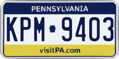 PA license plate KPM9403