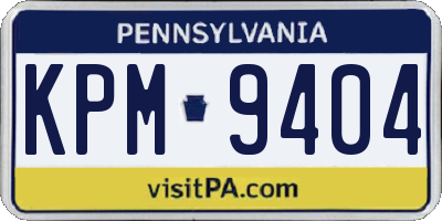 PA license plate KPM9404