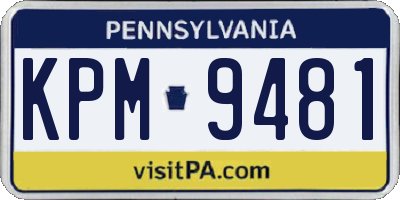 PA license plate KPM9481