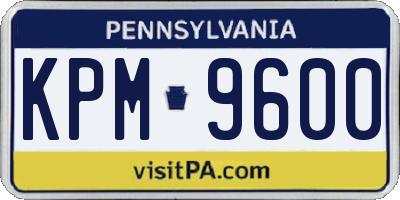 PA license plate KPM9600