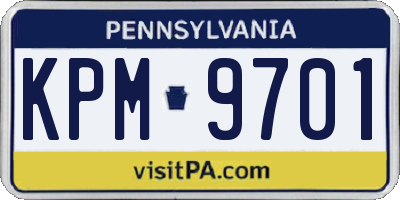 PA license plate KPM9701
