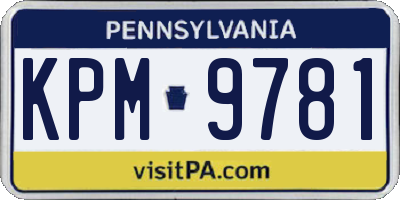 PA license plate KPM9781