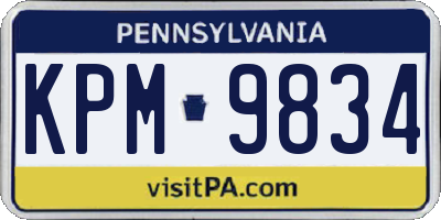 PA license plate KPM9834