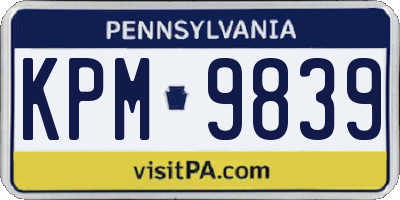 PA license plate KPM9839